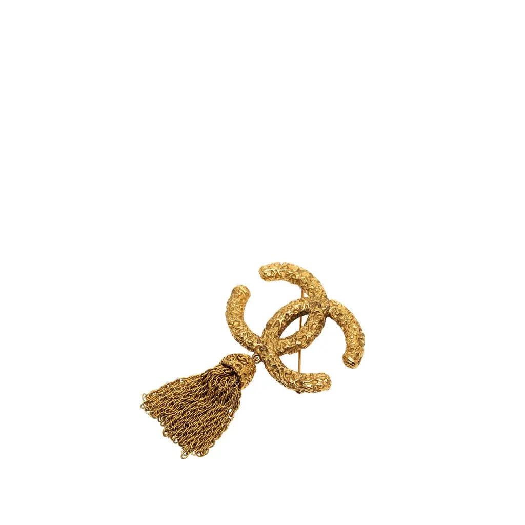 Chanel CC Gold Plated Tassel Lava Fringe Brooch Gold Metal Very good - Front View