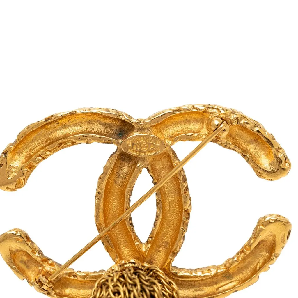 Chanel CC Gold Plated Tassel Lava Fringe Brooch Gold Metal Very good - Inside View