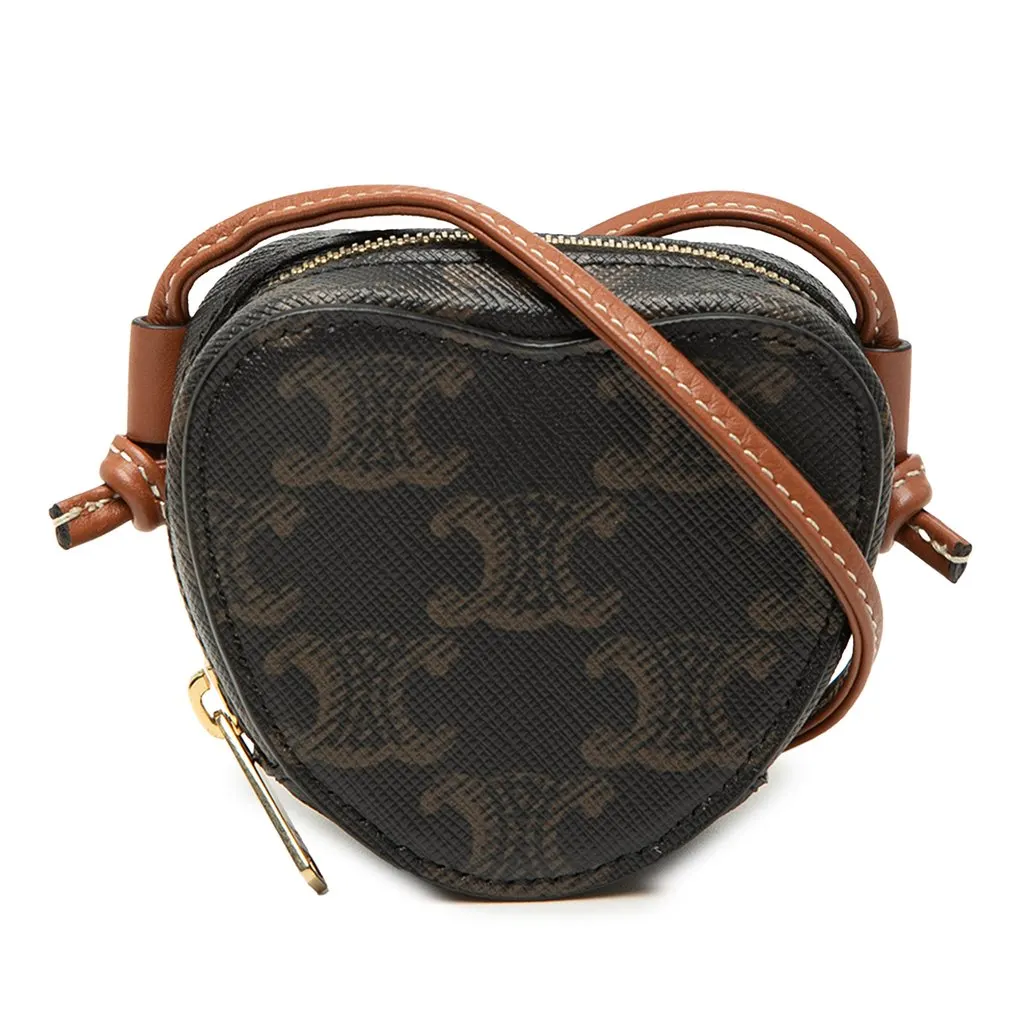 Celine Micro Triomphe Coated Canvas Heart Crossbody Brown Very good - Front View