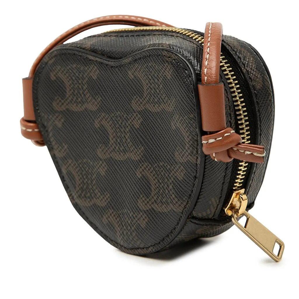 Celine Micro Triomphe Coated Canvas Heart Crossbody Brown Very good - Back View