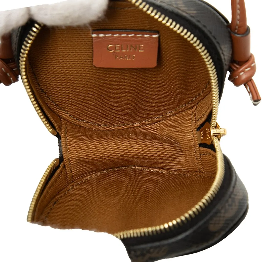 Celine Micro Triomphe Coated Canvas Heart Crossbody Brown Very good - Model View