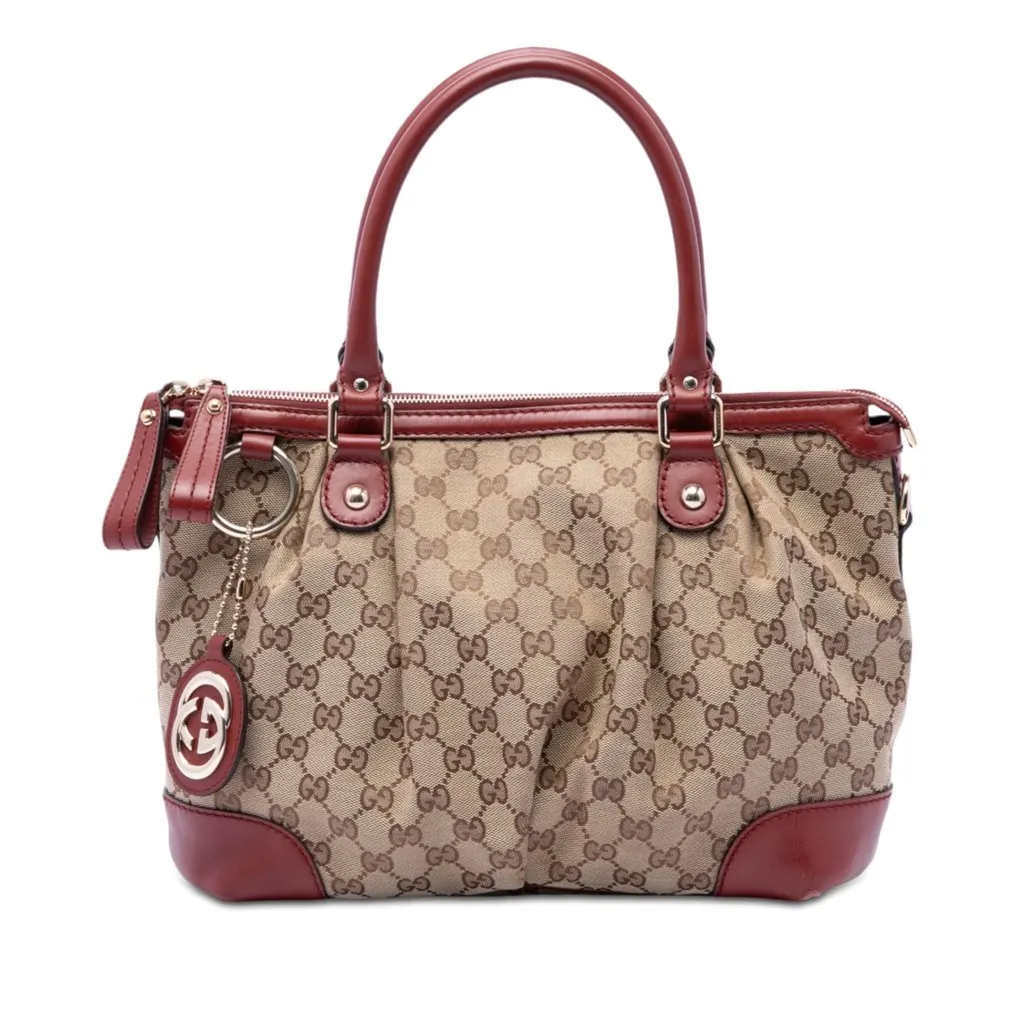 Gucci GG Canvas Sukey Satchel Beige Very good - Front View