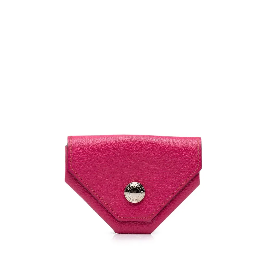 Hermès Chevre Mysore Le 24 Coin Pouch Pink Leather Very good - Front View