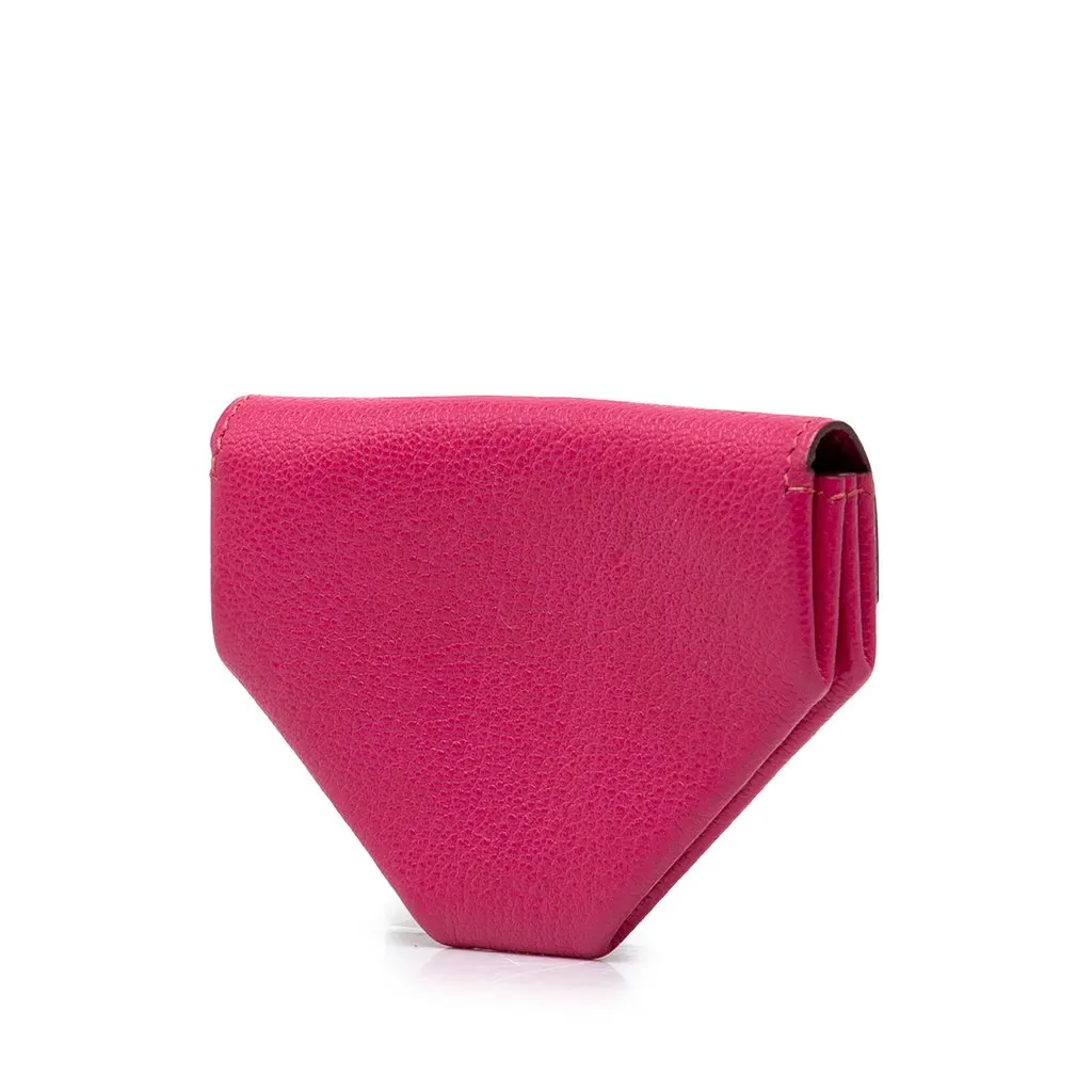 Hermès Chevre Mysore Le 24 Coin Pouch Pink Leather Very good - Back View