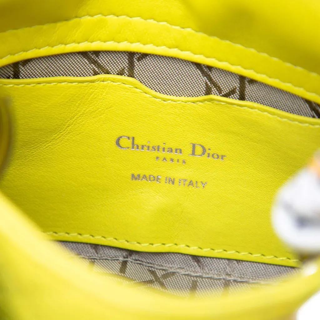 Dior Micro Lambskin Cannage Lady Dior Yellow Leather Good - Box View
