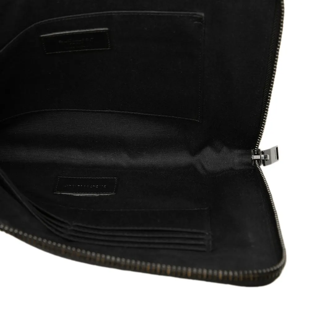 Saint Laurent Croc Embossed Leather Clutch Black Leather Very good - Model View