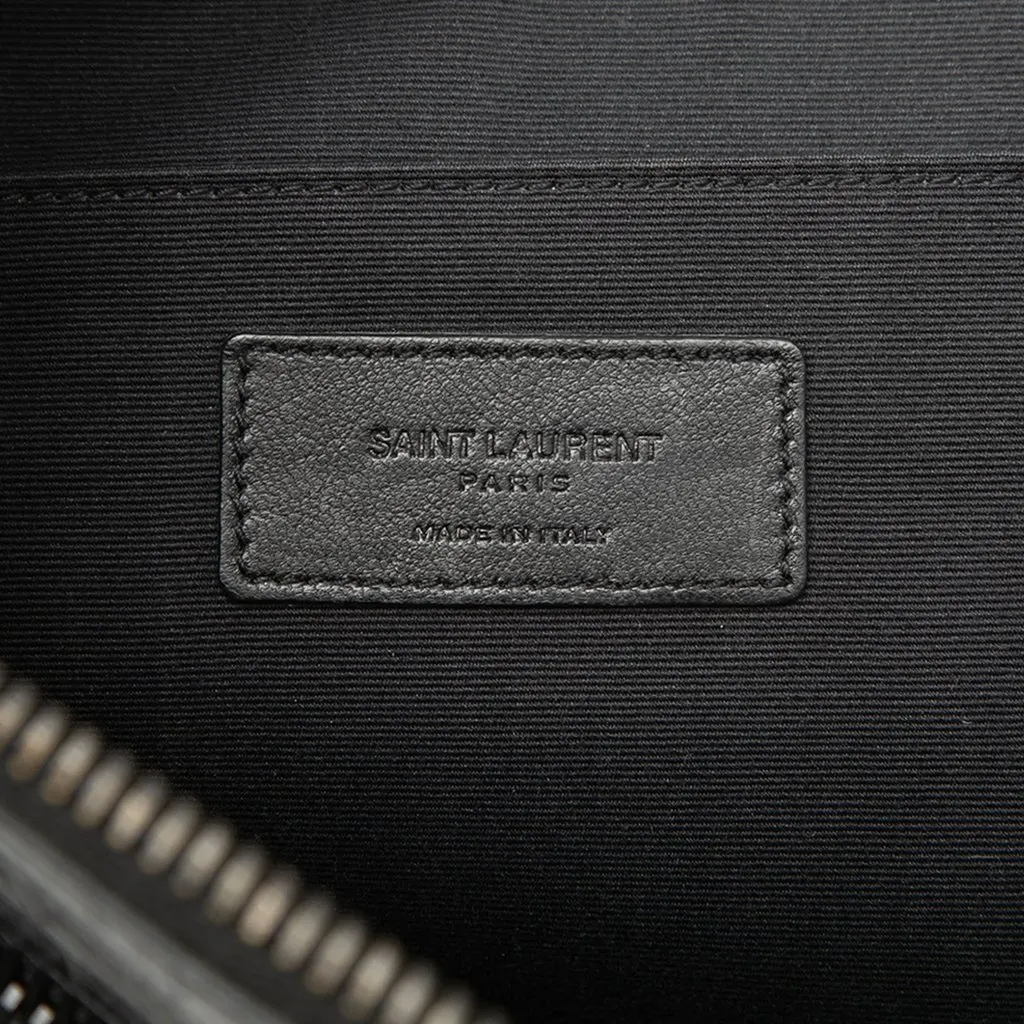 Saint Laurent Croc Embossed Leather Clutch Black Leather Very good - Box View