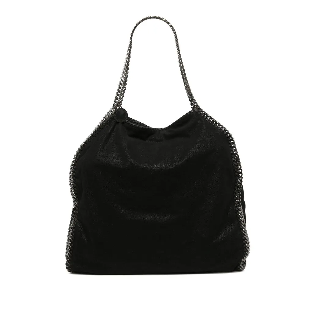 Stella McCartney Shaggy Deer Falabella Fold Over Satchel Black Polyester Very good - Front View