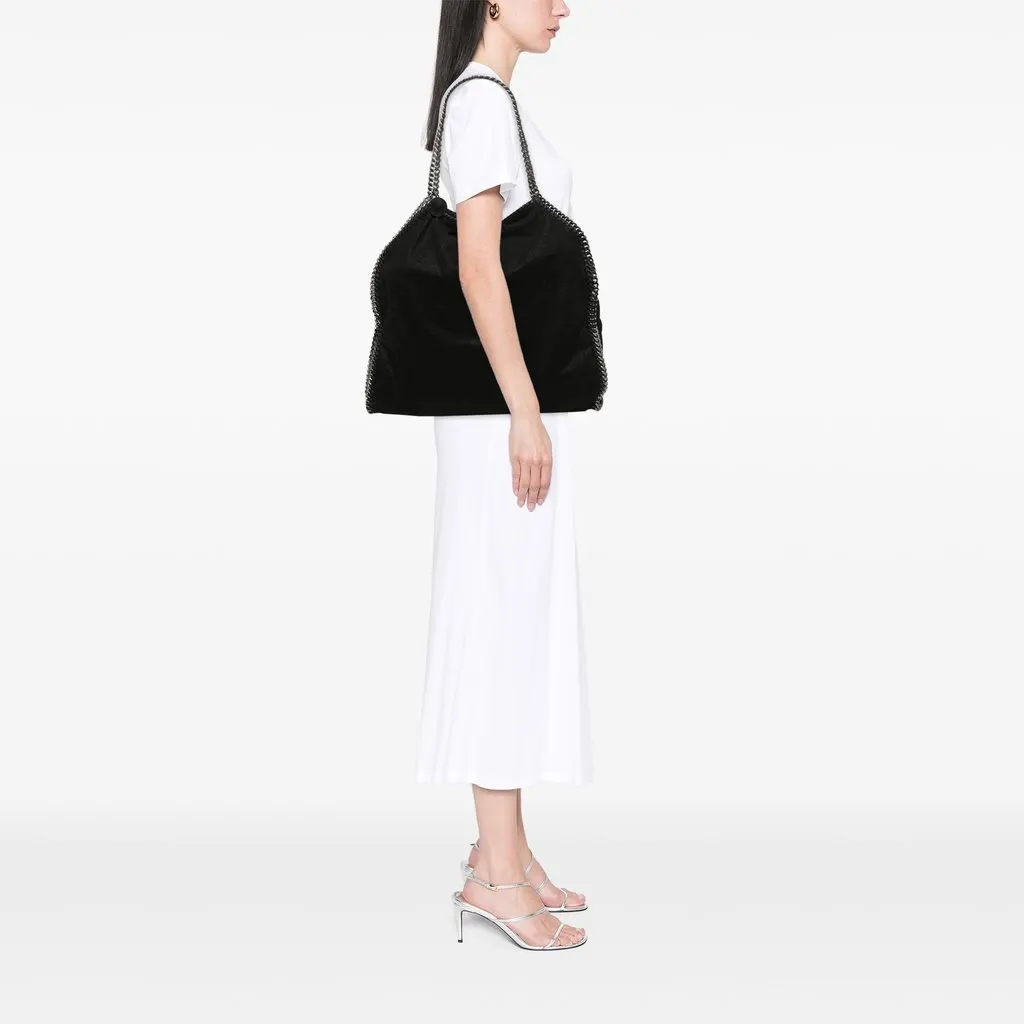 Stella McCartney Shaggy Deer Falabella Fold Over Satchel Black Polyester Very good - Box View
