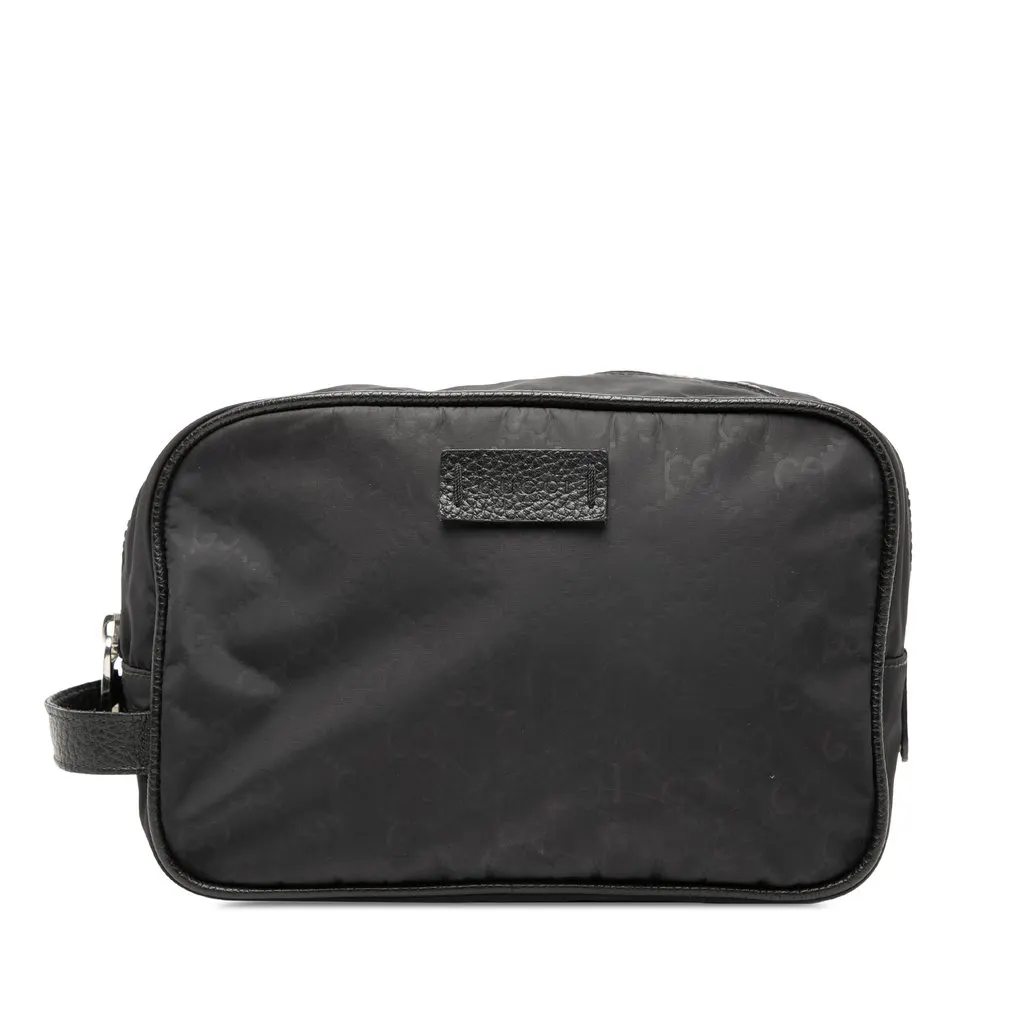 Gucci GG Nylon Toiletry Pouch Black Good - Front View