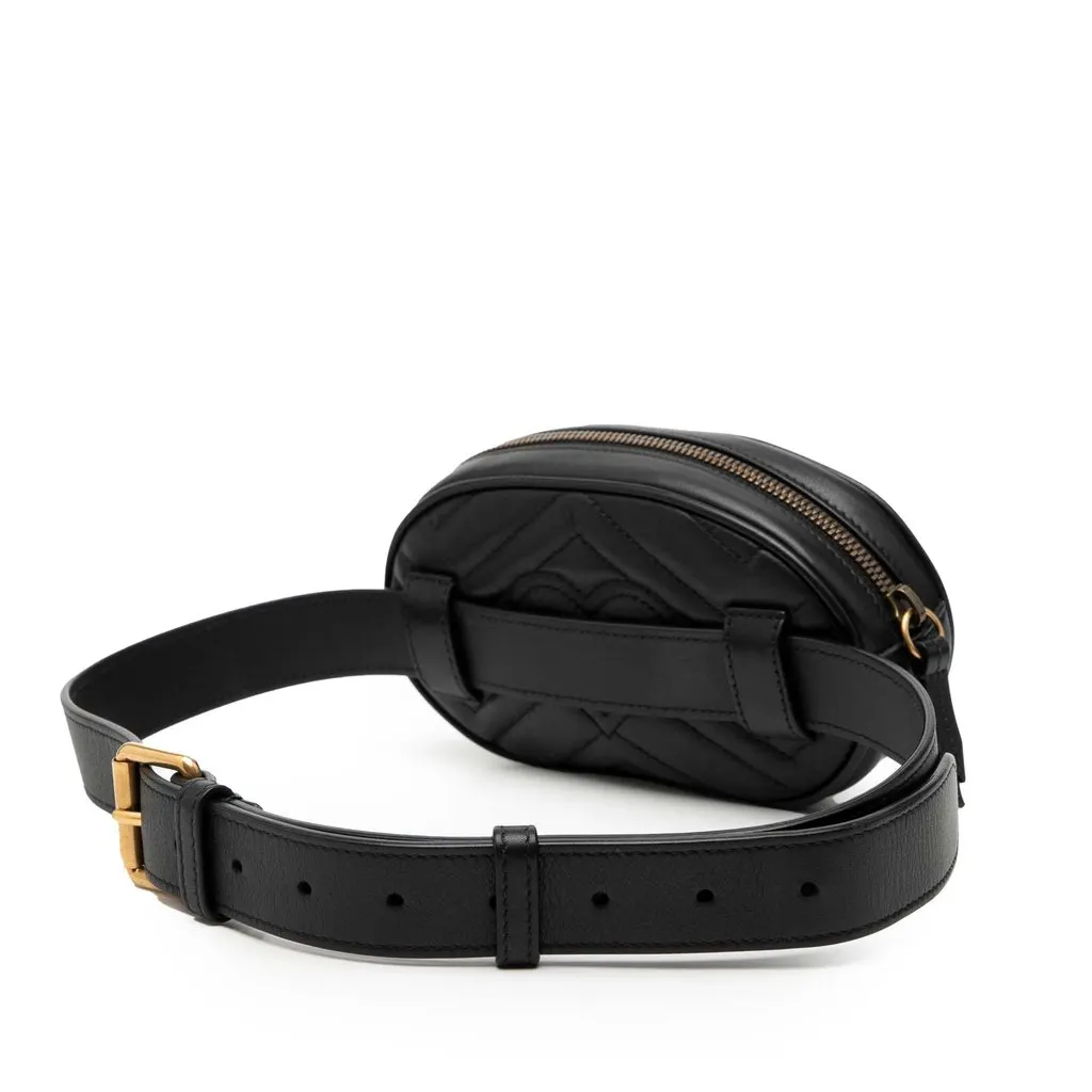 Gucci GG Marmont Matelasse Leather Belt Bag Black Leather Very good - Back View