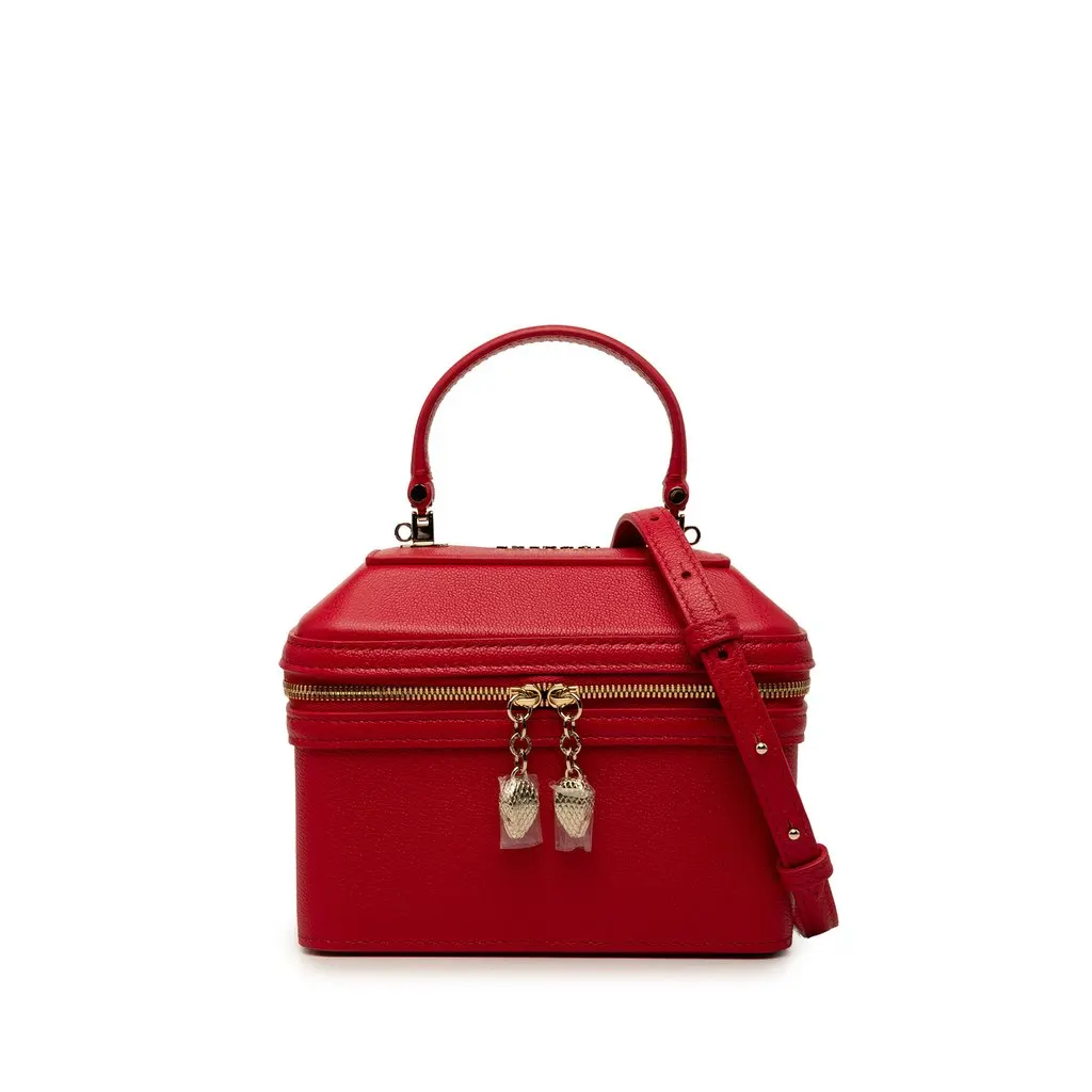 Bvlgari Leather Serpenti Forever Vanity Bag Red Leather Very good - Front View