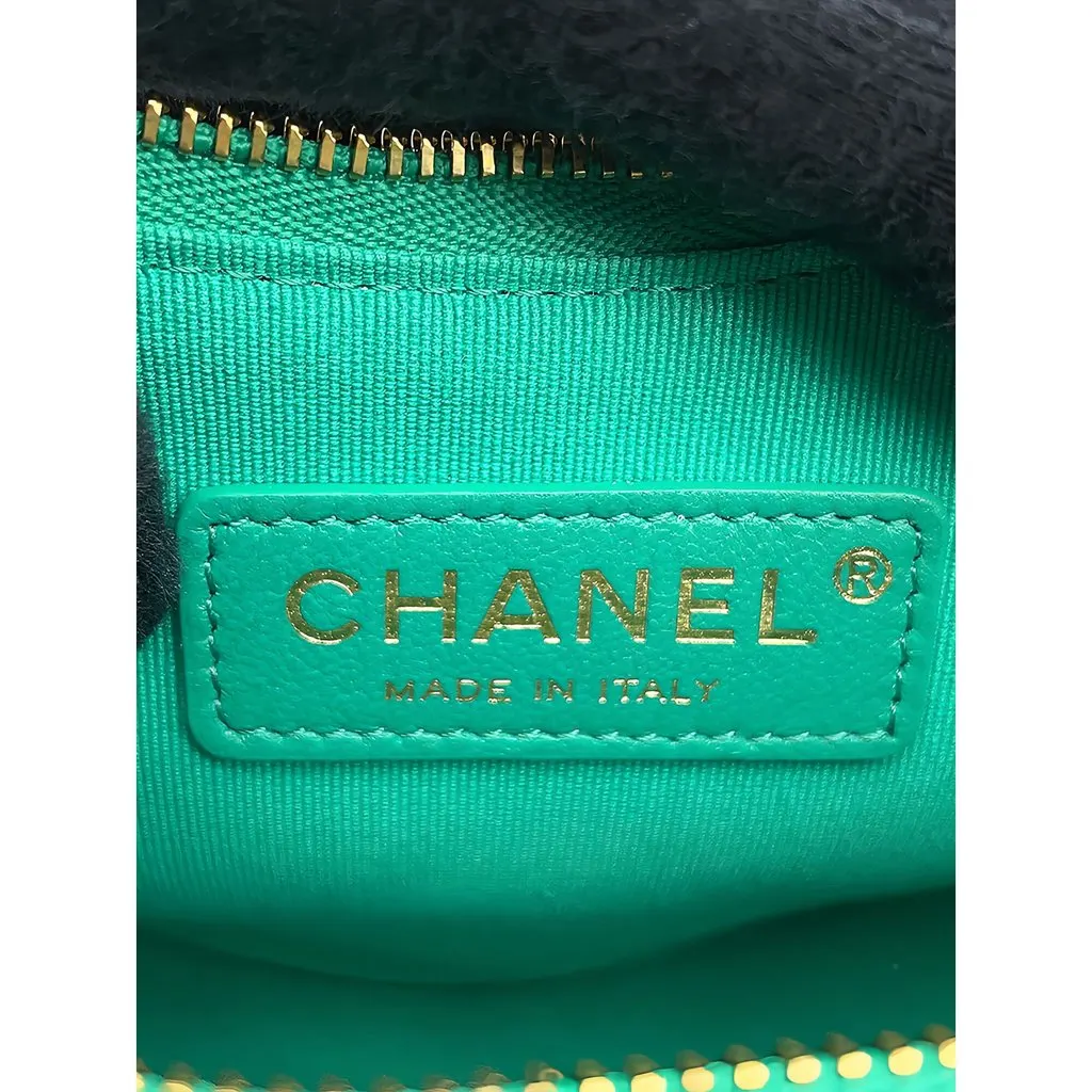Chanel Small Quilted Lambskin Chain Around Hook Hobo Bag Green Leather Good - Box View