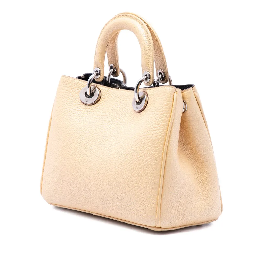 Dior Mini Metallic Leather Diorissimo Satchel Yellow Leather Very good - Back View