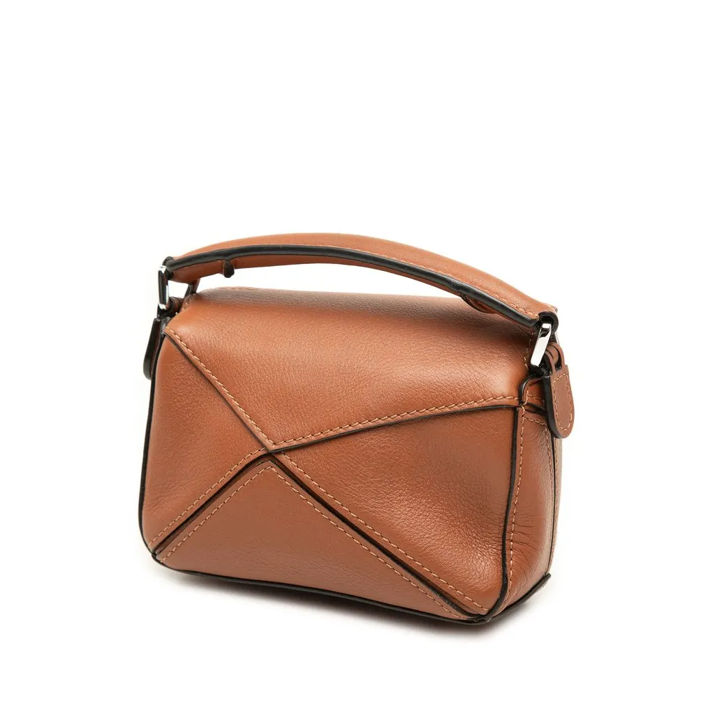 Loewe Nano Calfskin Puzzle Satchel Brown Leather Very good - Back View