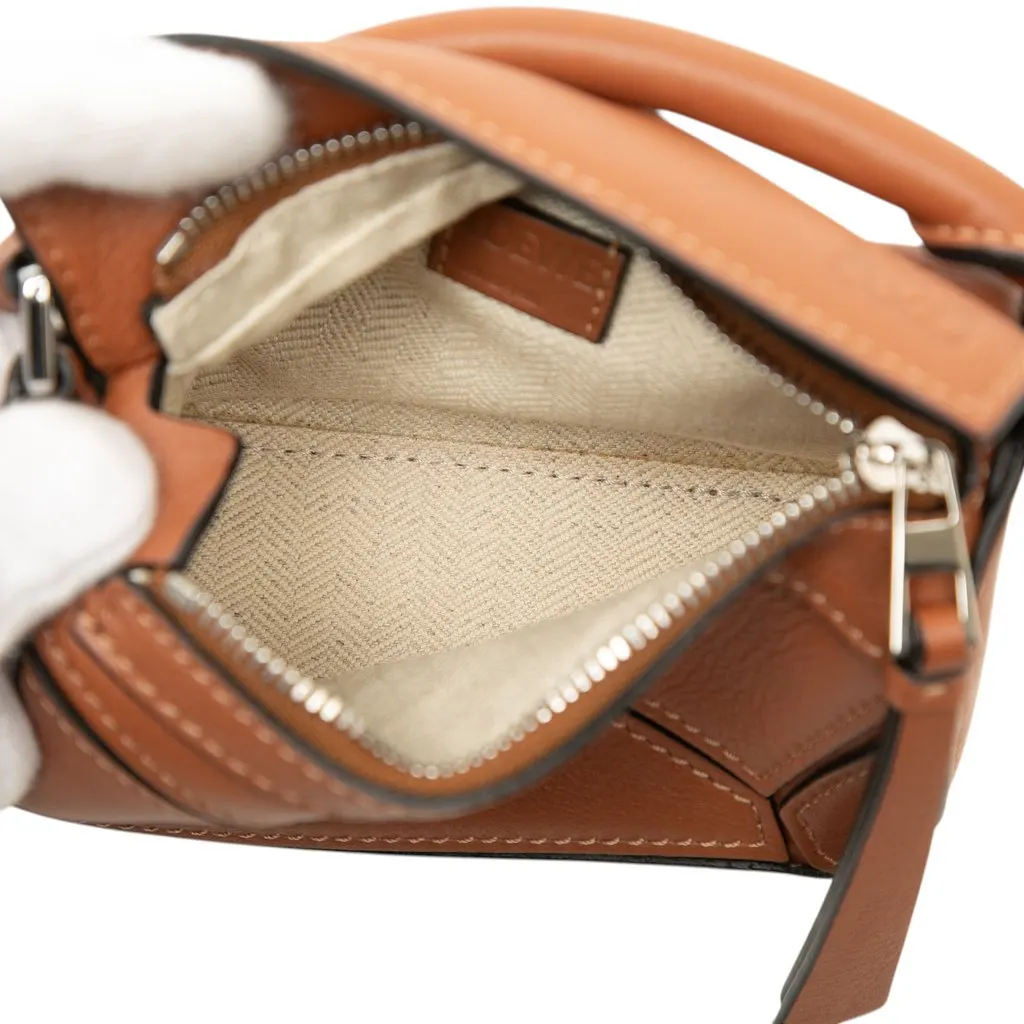 Loewe Nano Calfskin Puzzle Satchel Brown Leather Very good - Model View