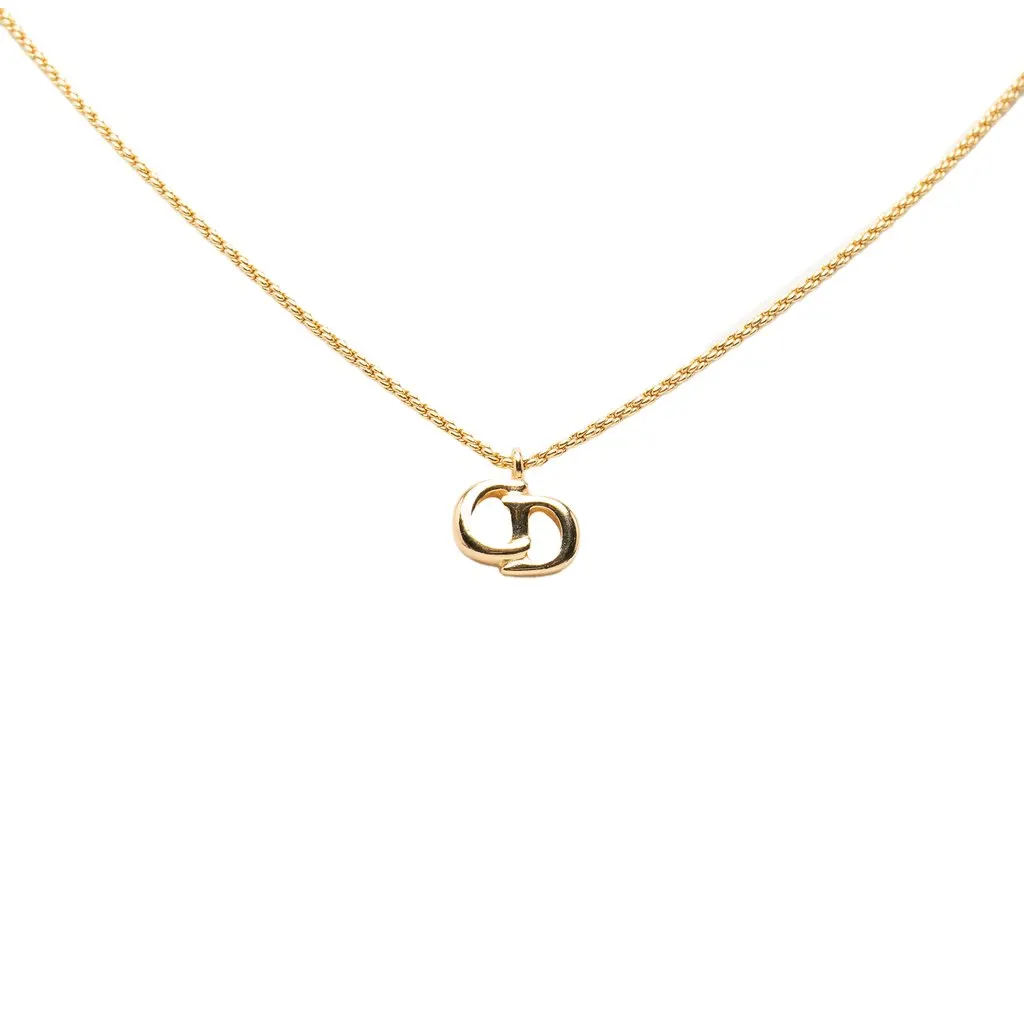 Dior Gold Plated CD Logo Pendant Necklace