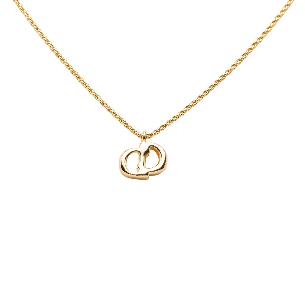 Dior Gold Plated CD Logo Pendant Necklace Gold Metal Very good - Back View