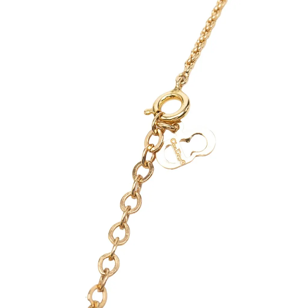 Dior Gold Plated CD Logo Pendant Necklace Gold Metal Very good - Model View