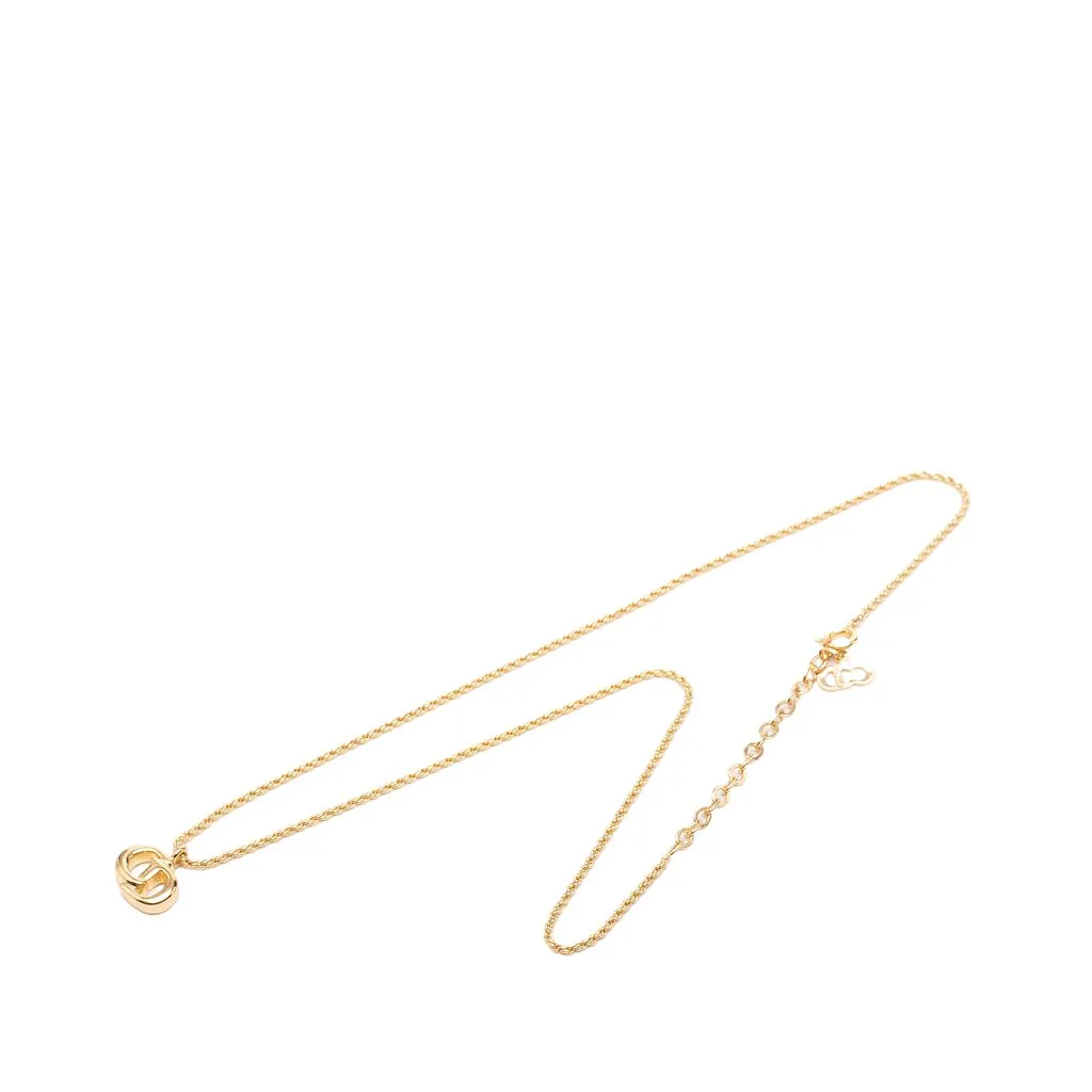 Dior Gold Plated CD Logo Pendant Necklace Gold Metal Very good - Box View
