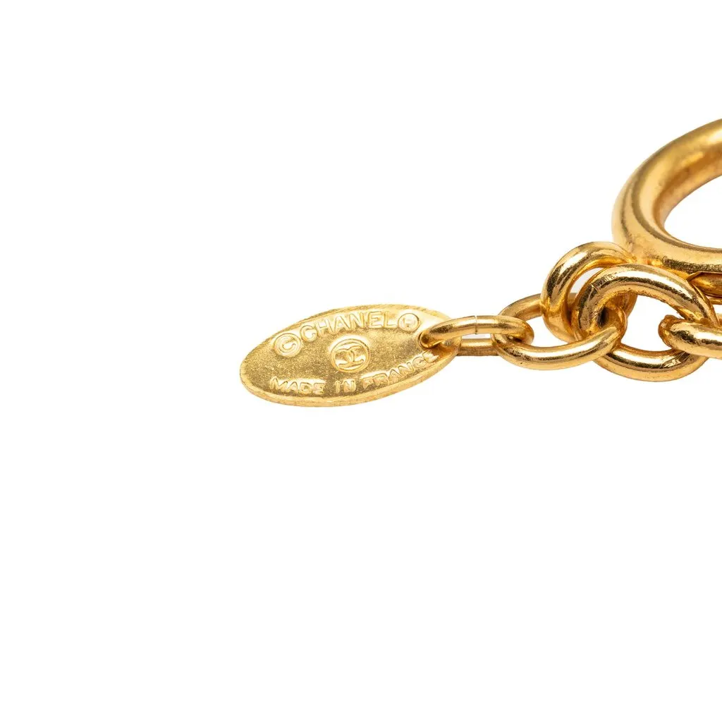 Chanel CC Gold Plated Quilted Pendant Necklace Gold Metal Very good - Box View
