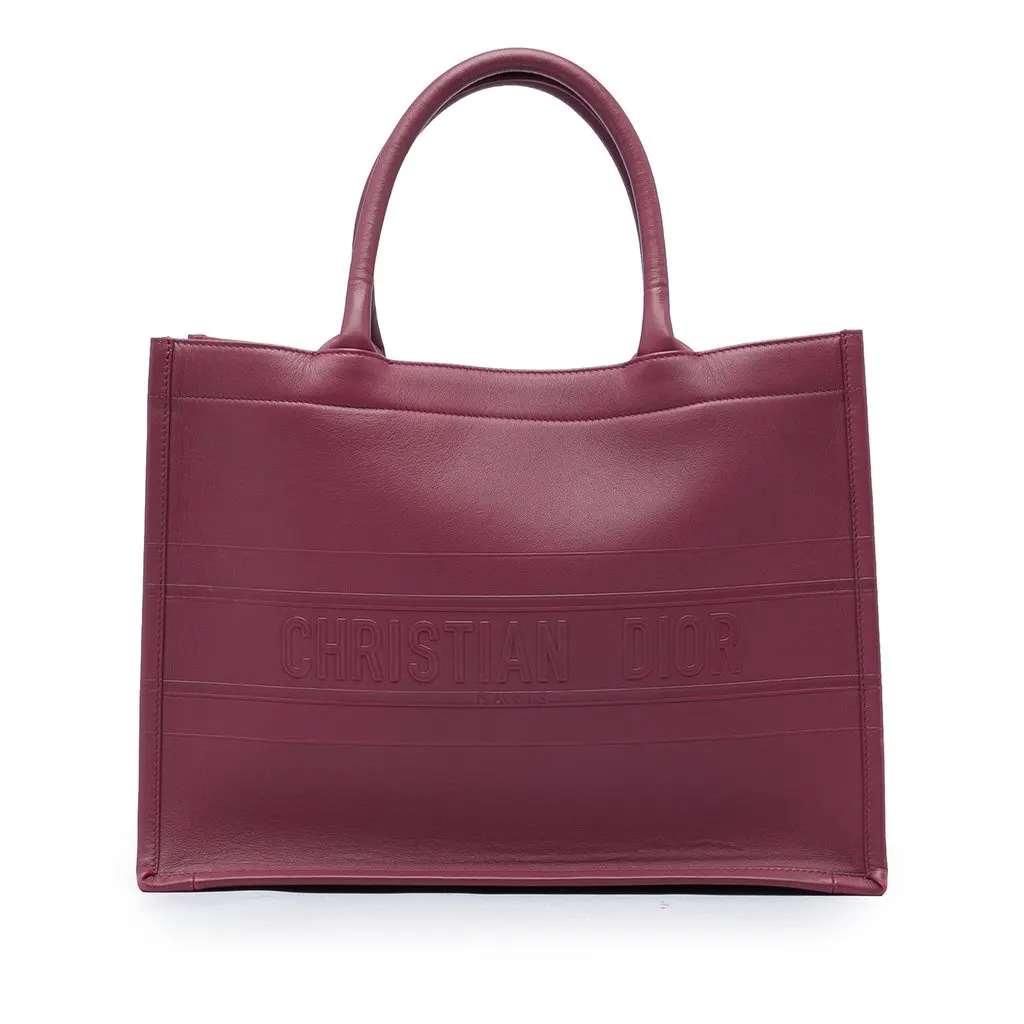 Dior Medium Embossed Leather Book Tote Red Leather Very good - Front View