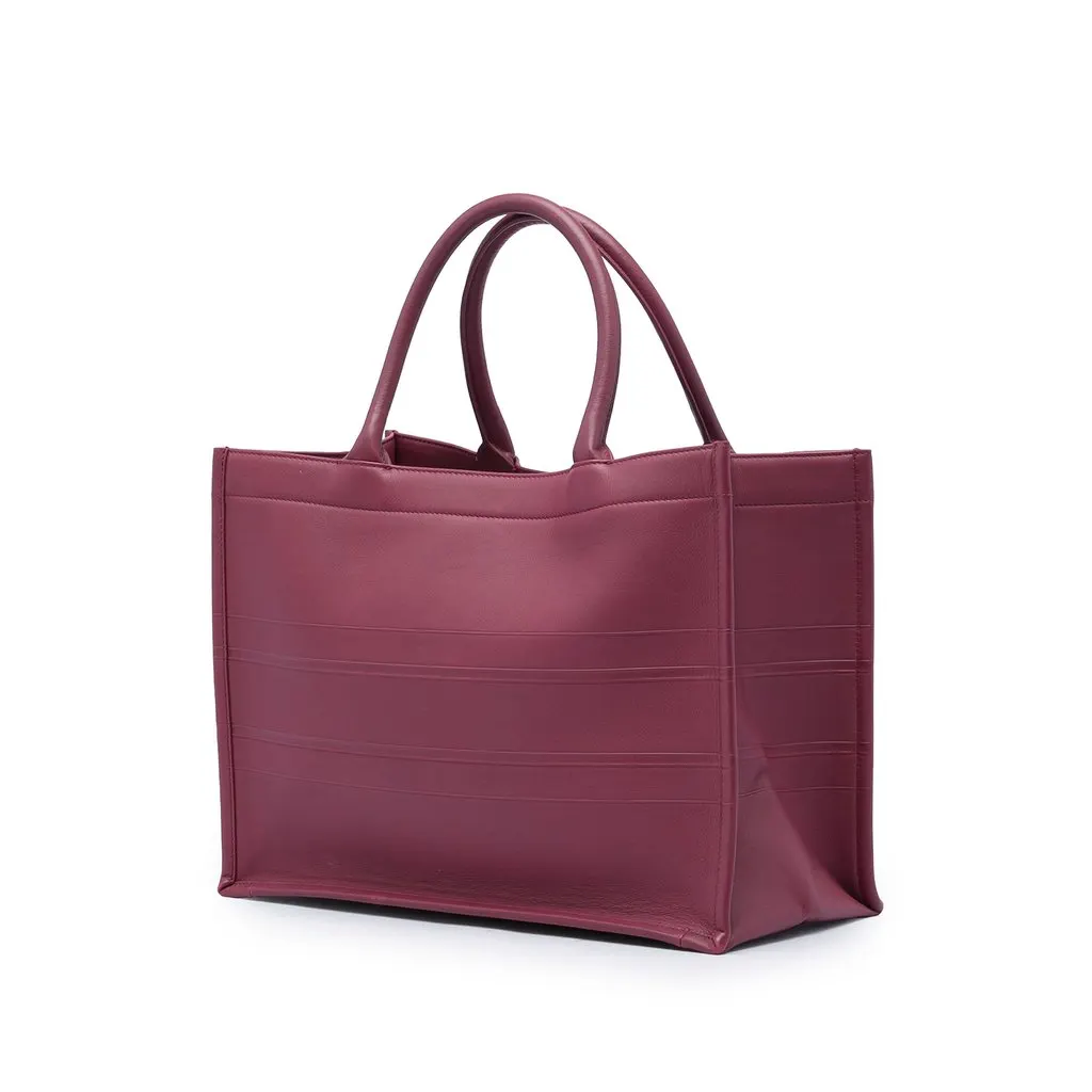 Dior Medium Embossed Leather Book Tote Red Leather Very good - Back View