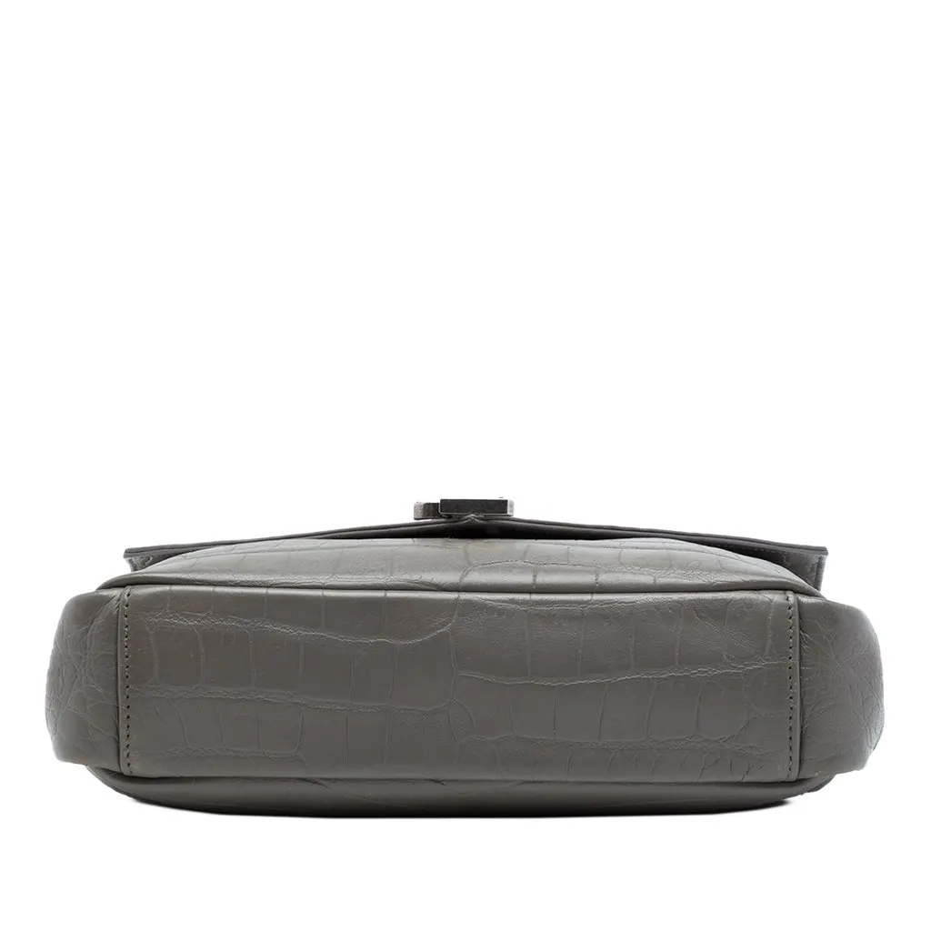 Saint Laurent Medium Croc Embossed Leather Monogram College Satchel MultiColor Leather Good - Inside View
