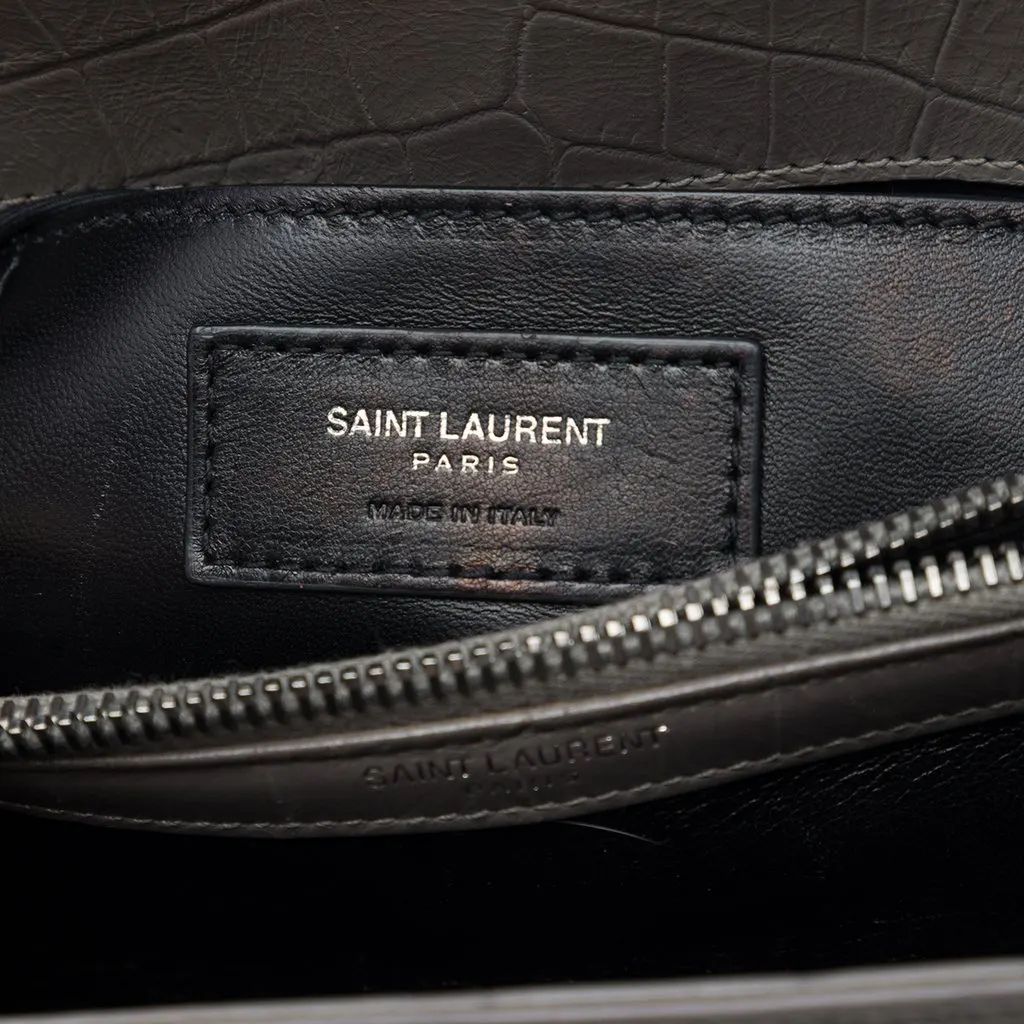Saint Laurent Medium Croc Embossed Leather Monogram College Satchel MultiColor Leather Good - Box View
