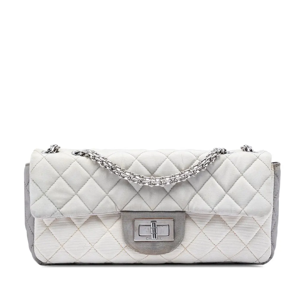 Chanel Small Tricolor Quilted Jersey Reissue 2.55 East West Flap White Very good - Front View