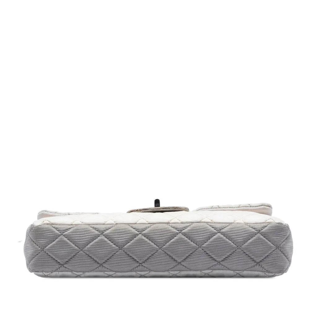 Chanel Small Tricolor Quilted Jersey Reissue 2.55 East West Flap White Very good - Inside View