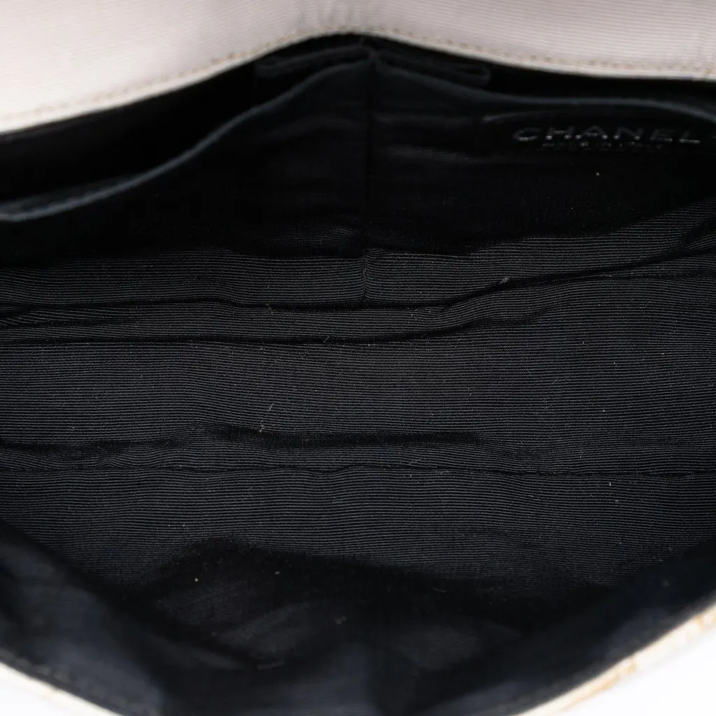 Chanel Small Tricolor Quilted Jersey Reissue 2.55 East West Flap White Very good - Model View