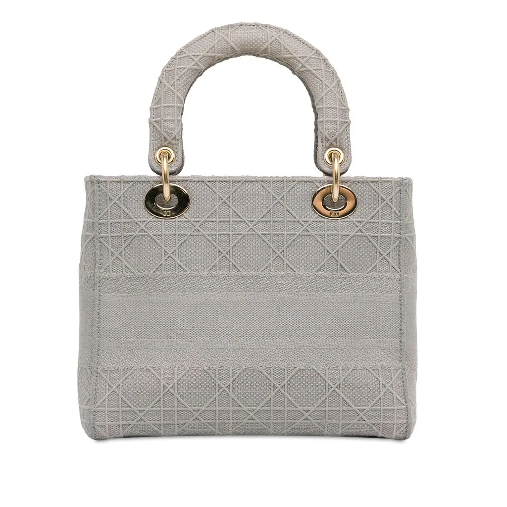 Dior Medium Canvas Cannage Lady D Lite Grey Very good - Inside View