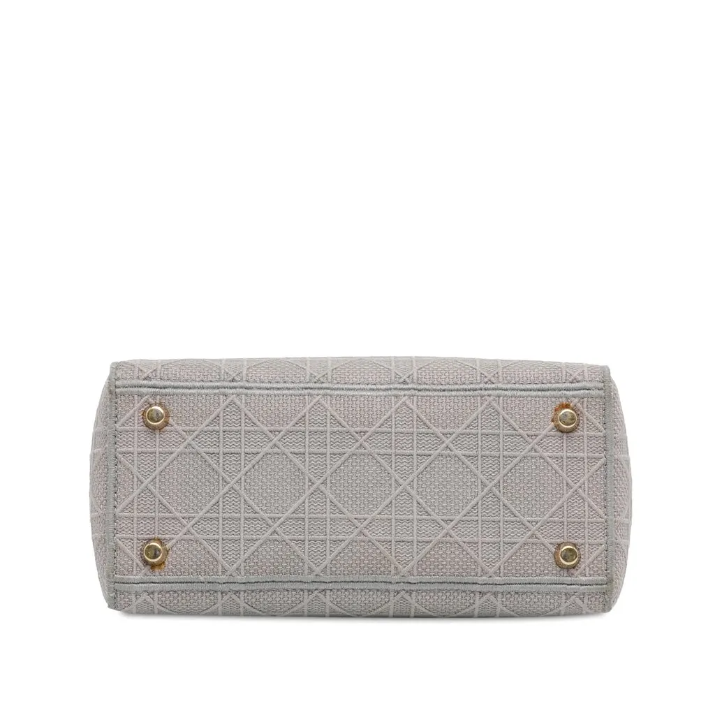 Dior Medium Canvas Cannage Lady D Lite Grey Very good - Model View
