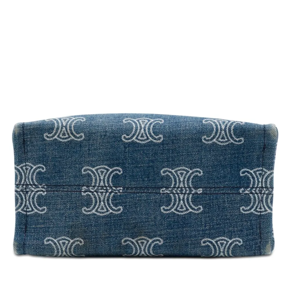 Celine Small Denim Triomphe Cabas Thais Tote Blue Very good - Inside View