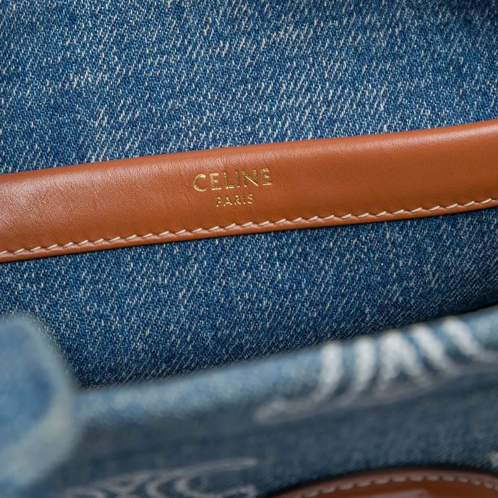 Celine Small Denim Triomphe Cabas Thais Tote Blue Very good - Box View