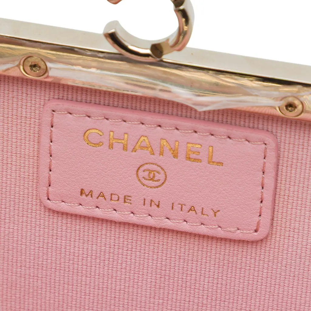Chanel CC Quilted Acrylic and Lambskin Evening Clutch With Chain Black Leather Very good - Box View