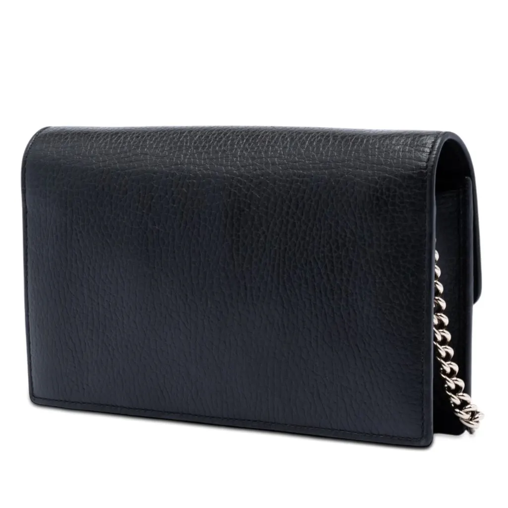 Gucci Dollar Calfskin Interlocking G Wallet on Chain Black Leather Very good - Back View