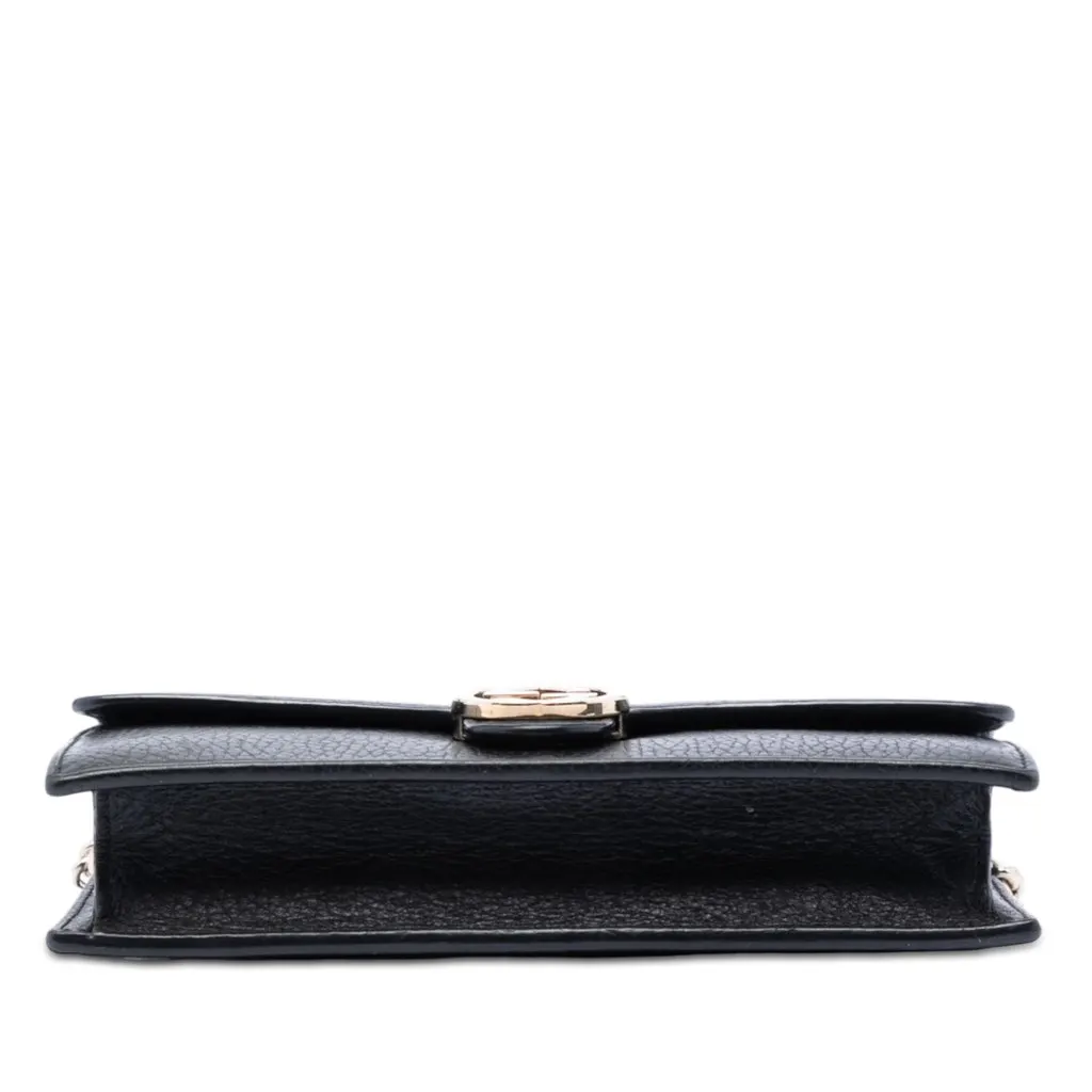 Gucci Dollar Calfskin Interlocking G Wallet on Chain Black Leather Very good - Inside View