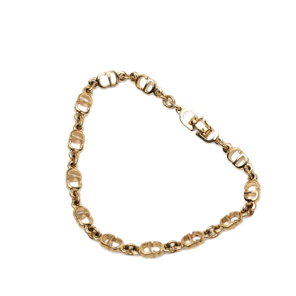 Dior Gold Plated CD Logo Chain Link Bracelet Gold Metal Very good - Back View