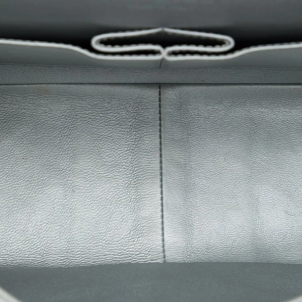 Chanel Quilted Metallic Aged Calfskin Reissue 2.55 Double Flap 227 Silver Leather Very good - Model View