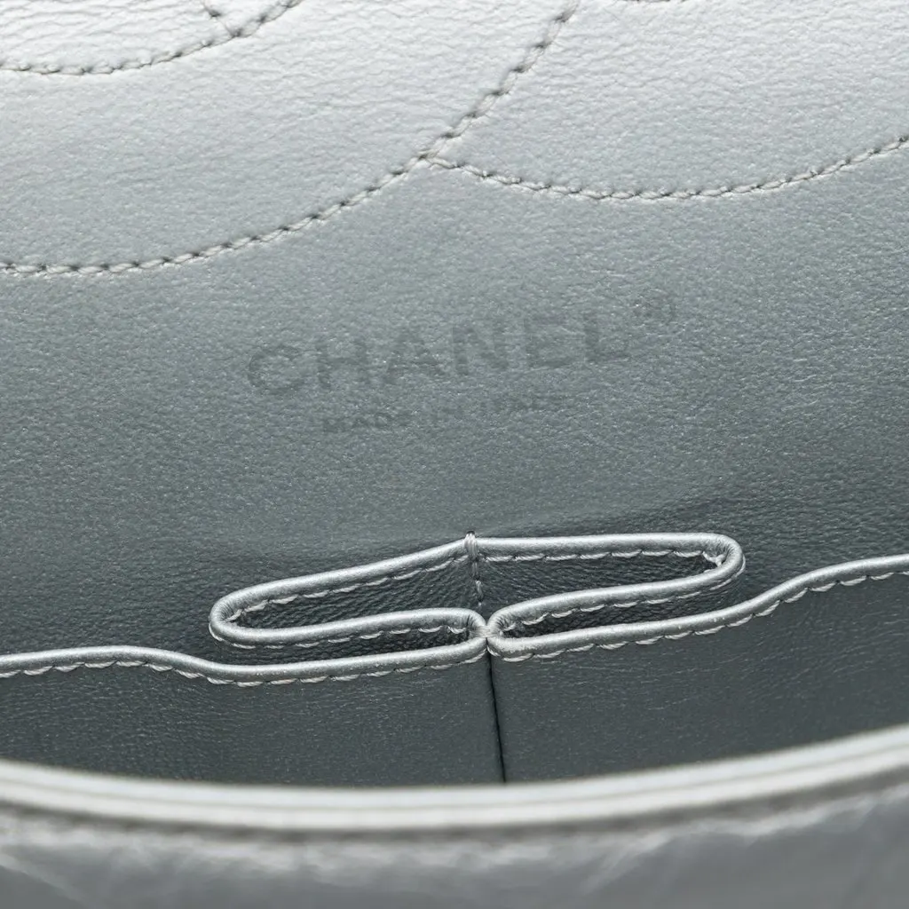 Chanel Quilted Metallic Aged Calfskin Reissue 2.55 Double Flap 227 Silver Leather Very good - Box View