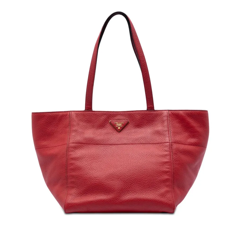 Prada Vitello Daino Tote Red Leather Very good - Front View