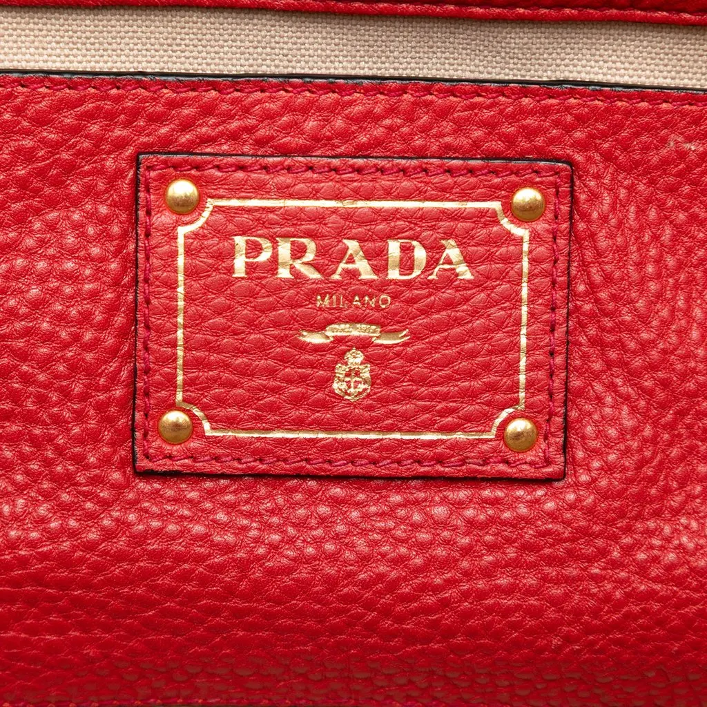 Prada Vitello Daino Tote Red Leather Very good - Box View