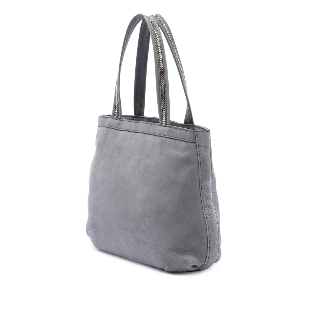 Fendi Nubuck FF Chains Tote Grey Leather Very good - Back View