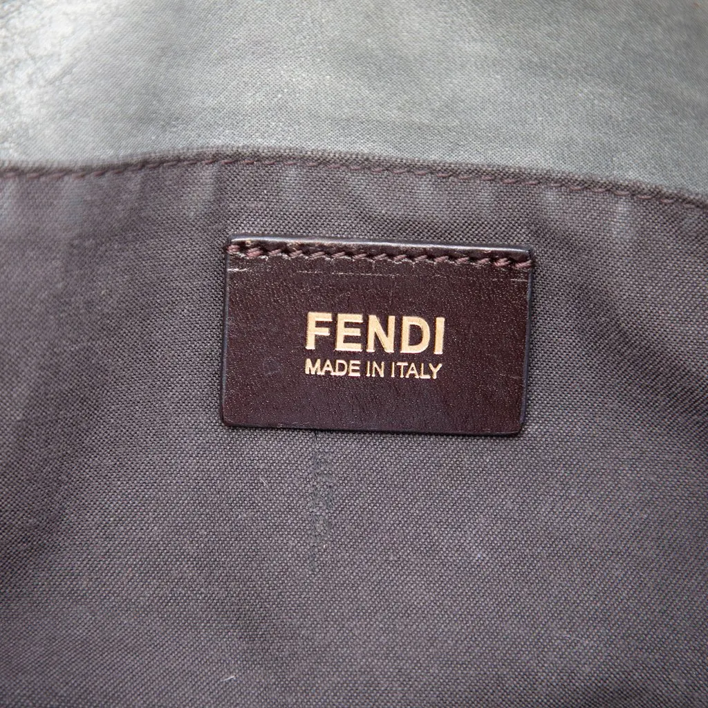 Fendi Nubuck FF Chains Tote Grey Leather Very good - Box View