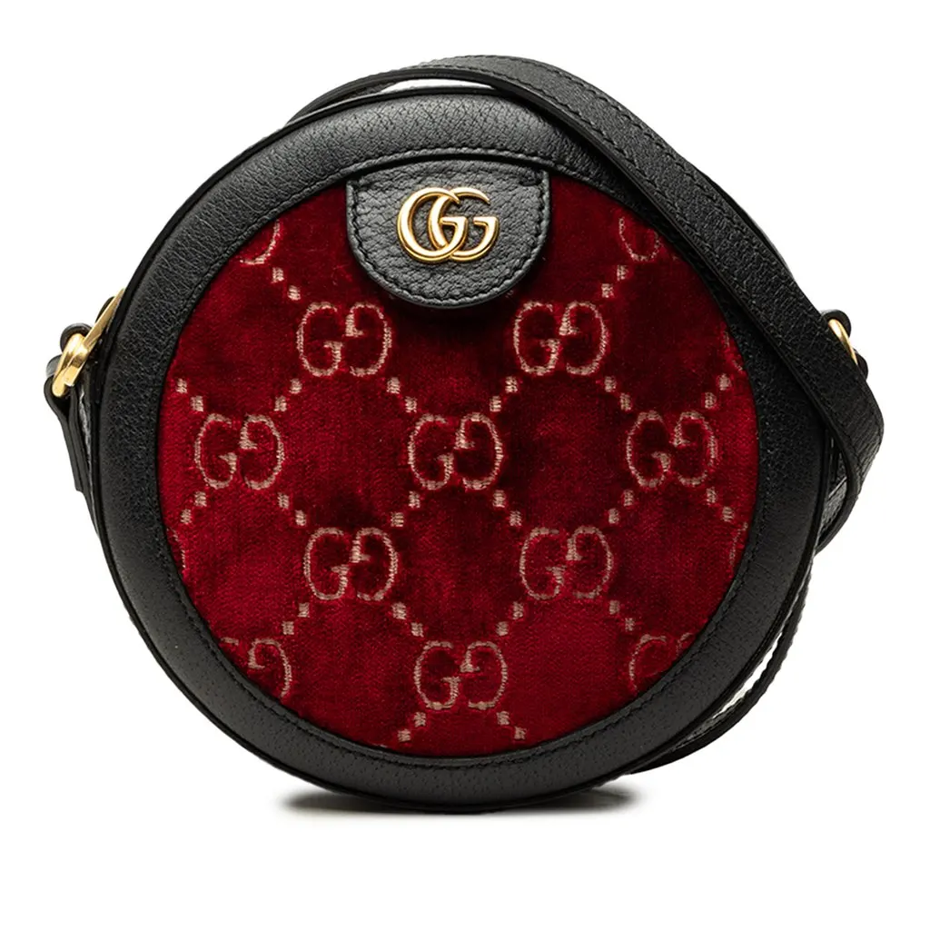 Gucci GG Marmont Velvet Round Crossbody Red Velvet Very good - Front View
