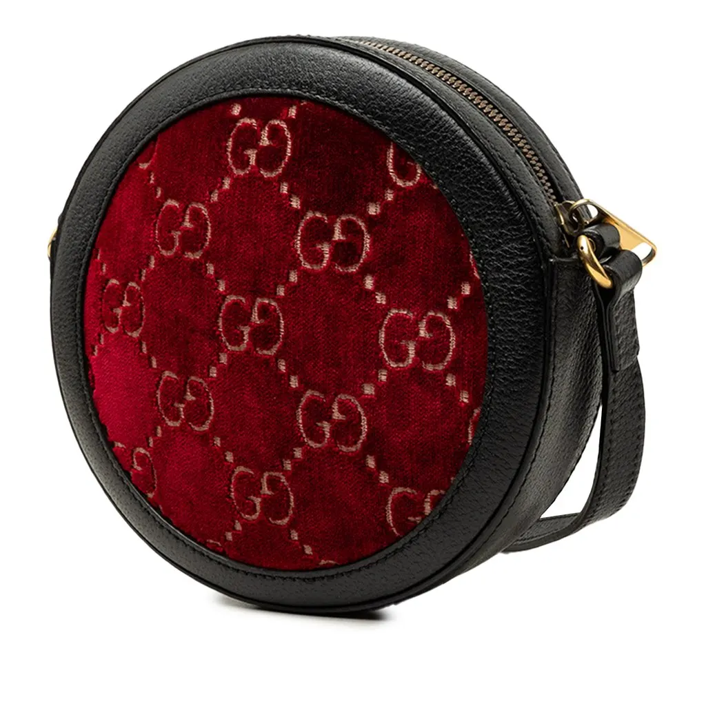 Gucci GG Marmont Velvet Round Crossbody Red Velvet Very good - Back View