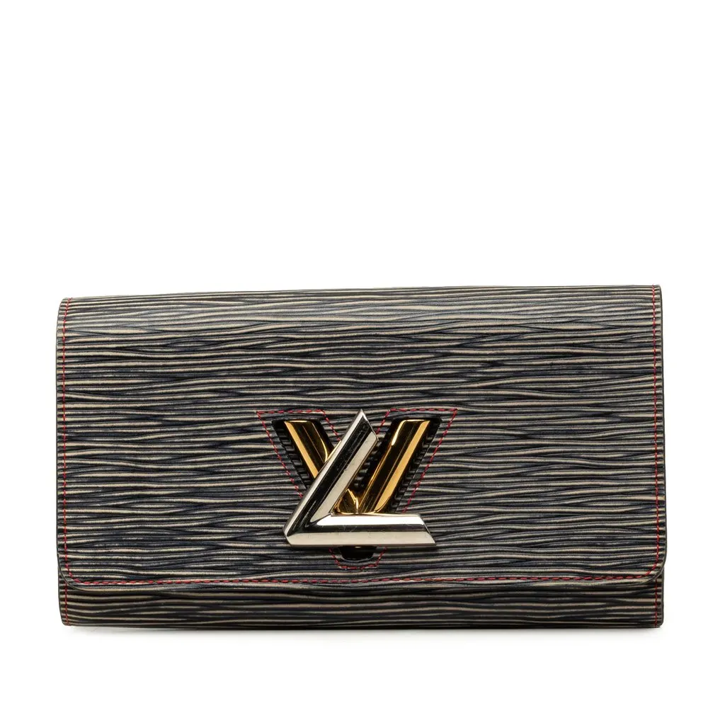 Louis Vuitton Epi Denim Twist Long Wallet Blue Leather Good - Front View