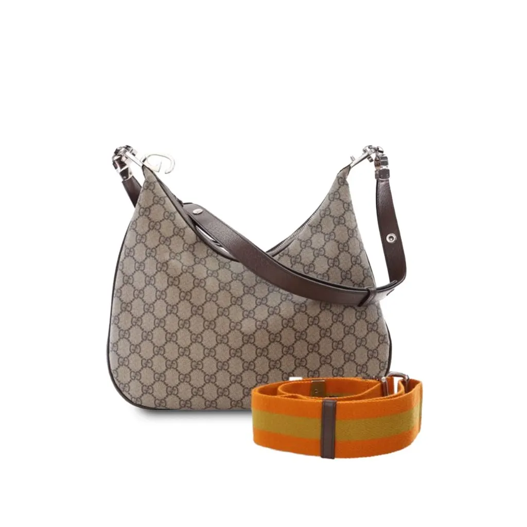 Gucci Medium GG Supreme Web Attache Crossbody Beige Canvas Very good - Model View
